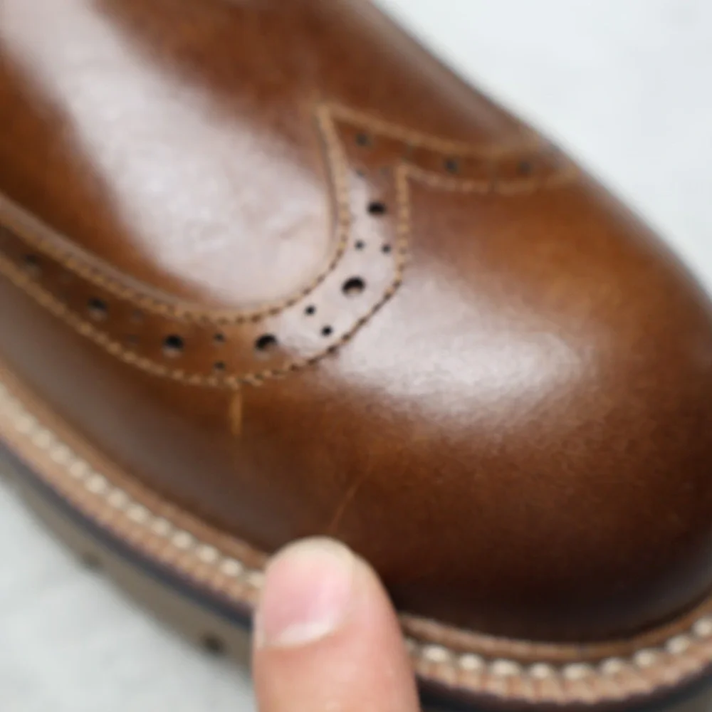 Aldo Men 9 Toney Boot Brown Wingtip Leather Classic Brogue Side Zip Lace-Up NWD